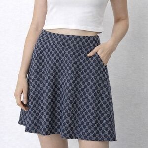 Ann Taylor Blue and White Patterned A-Line Skirt
